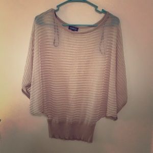BeBe Peach Striped Long Sleeve Blouse